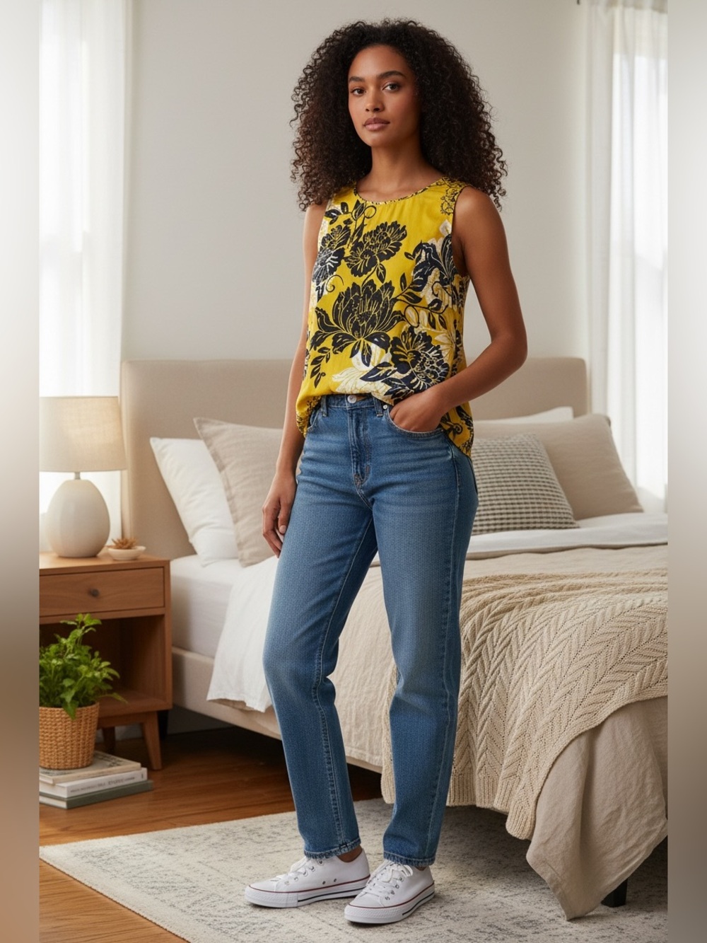 Cabi Yellow and Navy Racerback